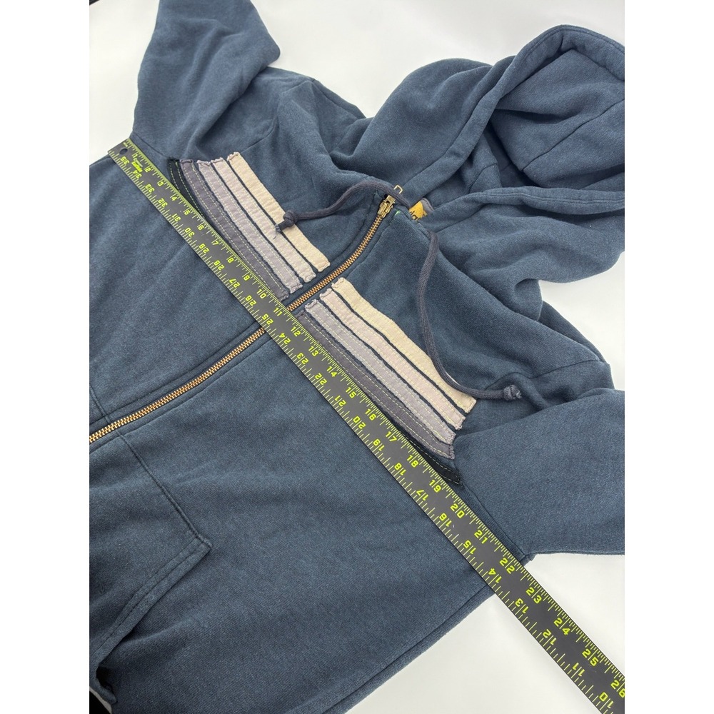 Aviator Nation 5 Stripe Zip Up Hoodie Navy Blue Charcoal Grey Large Made in USA - Picture 8 of 8